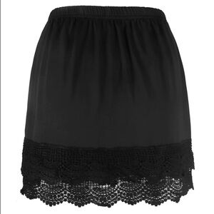 Elegant Black Lace Trim Mini Skirt